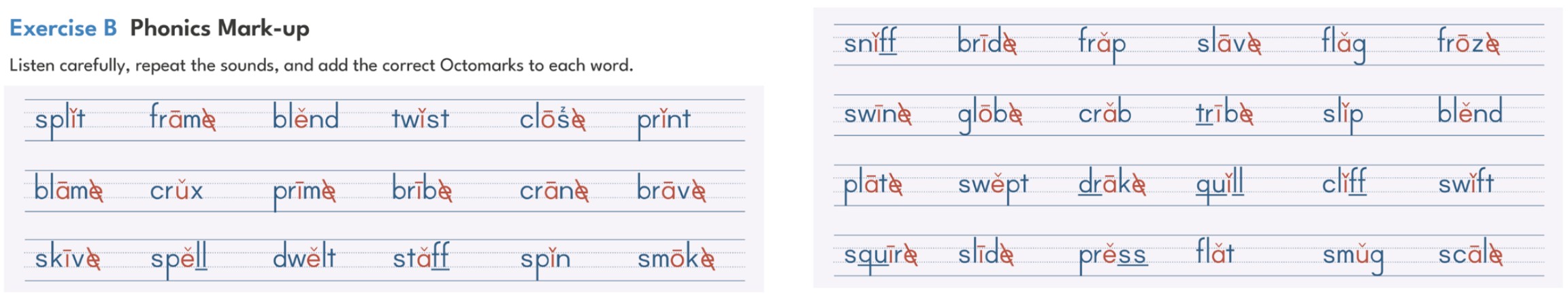 Ezekiel's marks on blend words, Lesson 26.